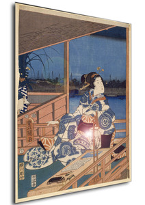 Poster - Ukiyo-e - Hiroshige - Moonlight View of Tsukuda with Lady on a Balcony - 10 Poster - Ukiyo-e - Hiroshige - Moonlight View of Tsukuda with Lady on a Balcony - 10