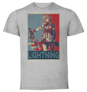T-Shirt Unisex - Grey - Propaganda - Final Fantasy Dissidia - Lightning T-Shirt Unisex - Grey - Propaganda - Final Fantasy Dissidia - Lightning