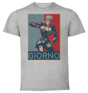 T-Shirt Unisex - Grey - Propaganda - Jojo's Bizarre Adventure - Vento Aureo - Giorno Giovanna T-Shirt Unisex - Grey - Propaganda - Jojo's Bizarre Adventure - Vento Aureo - Giorno Giovanna