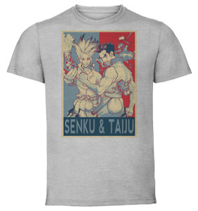 T-Shirt Unisex - Grey - Propaganda - Dr Stone - Senli & Taiju T-Shirt Unisex - Grey - Propaganda - Dr Stone - Senli & Taiju
