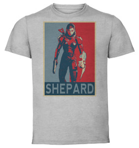 T-Shirt Unisex - Grey - Propaganda - Mass Effect - Jane Shepard T-Shirt Unisex - Grey - Propaganda - Mass Effect - Jane Shepard