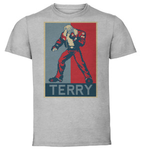 T-Shirt Unisex - Grey - Propaganda - Pixel Art - Fatal Fury Garou Mark of the Wolves - Terry T-Shirt Unisex - Grey - Propaganda - Pixel Art - Fatal Fury Garou Mark of the Wolves - Terry