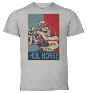 T-Shirt Unisex - Grey - Propaganda - Pixel Art - JoJo All Star - Hol Horse T-Shirt Unisex - Grey - Propaganda - Pixel Art - JoJo All Star - Hol Horse