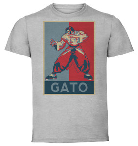 T-Shirt Unisex - Grey - Propaganda - Pixel Art - Fatal Fury Garou Mark of the Wolves - Gato T-Shirt Unisex - Grey - Propaganda - Pixel Art - Fatal Fury Garou Mark of the Wolves - Gato