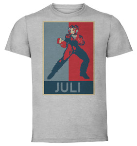 T-Shirt Unisex - Grey - Propaganda - Pixel Art - Street Fighter Alpha - Juli T-Shirt Unisex - Grey - Propaganda - Pixel Art - Street Fighter Alpha - Juli