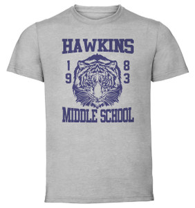 T-Shirt Unisex - Grey - TV Series - Stranger Things - Hawkins Middle School - Dustin 1983 T-Shirt Unisex - Grey - TV Series - Stranger Things - Hawkins Middle School - Dustin 1983