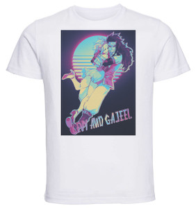 T-Shirt Unisex - White - Vaporwave 80s Style - Fairy Tail - Levy and Gajeel T-Shirt Unisex - White - Vaporwave 80s Style - Fairy Tail - Levy and Gajeel