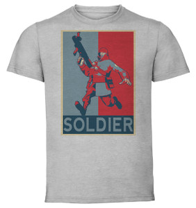 T-Shirt Unisex - Grey - Propaganda - Team Fortress 2 Soldier T-Shirt Unisex - Grey - Propaganda - Team Fortress 2 Soldier