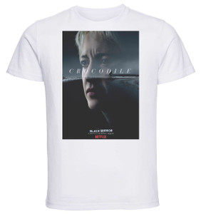 T-shirt Unisex - White - Black Mirror Crocodile