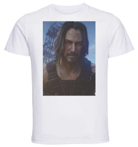 T-shirt Unisex - White - Cyberpunk 2077 Keanu Reeves T-shirt Unisex - White - Cyberpunk 2077 Keanu Reeves