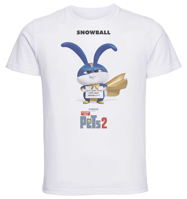 T-shirt Unisex - White - The Secret Life Of Pets 2 Playbill Snowball