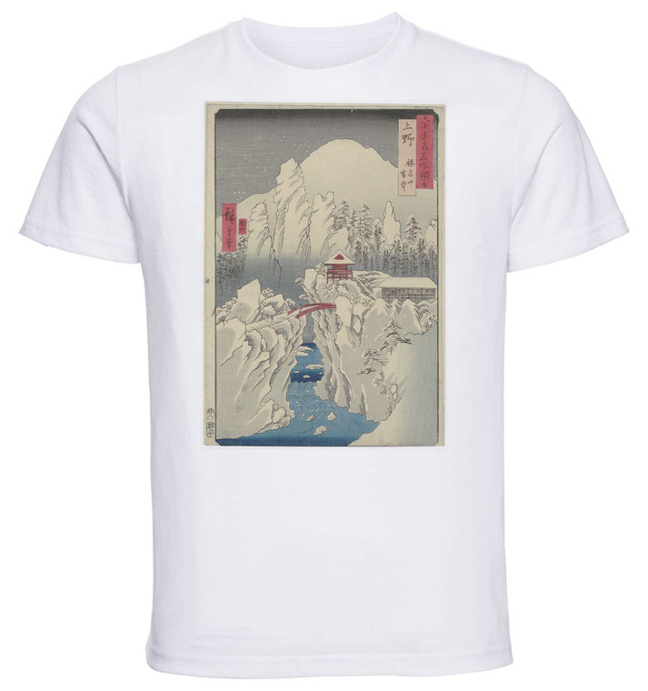 T-shirt Unisex - White - Ukiyo-e - Hiroshige - Kozuke Province - 02