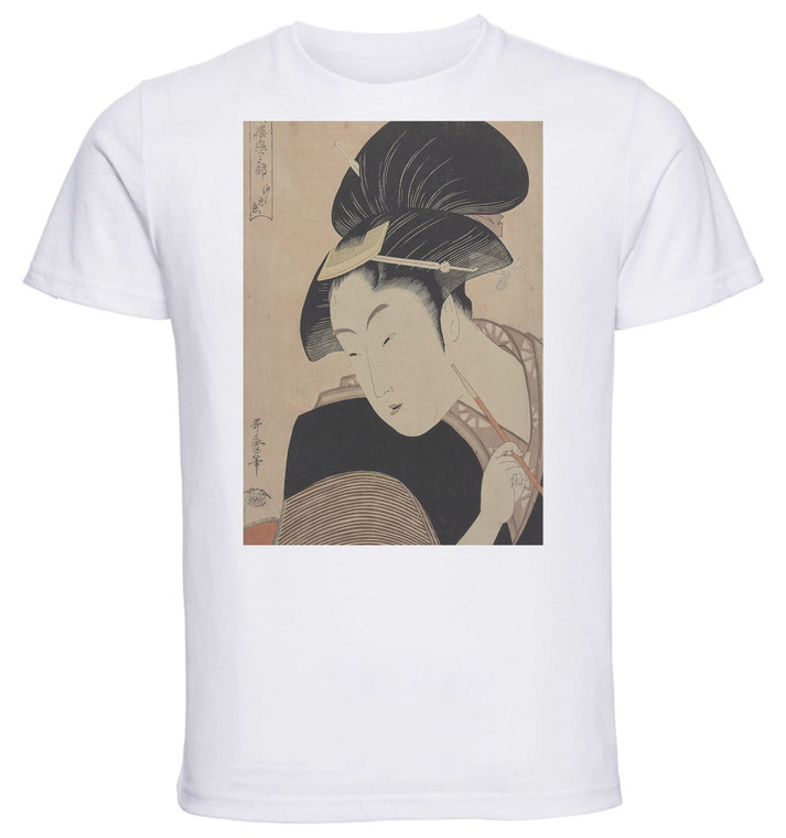 T-shirt Unisex - White - Ukiyo-e - Utamaro - Fukaku Shinobu Koi - 04