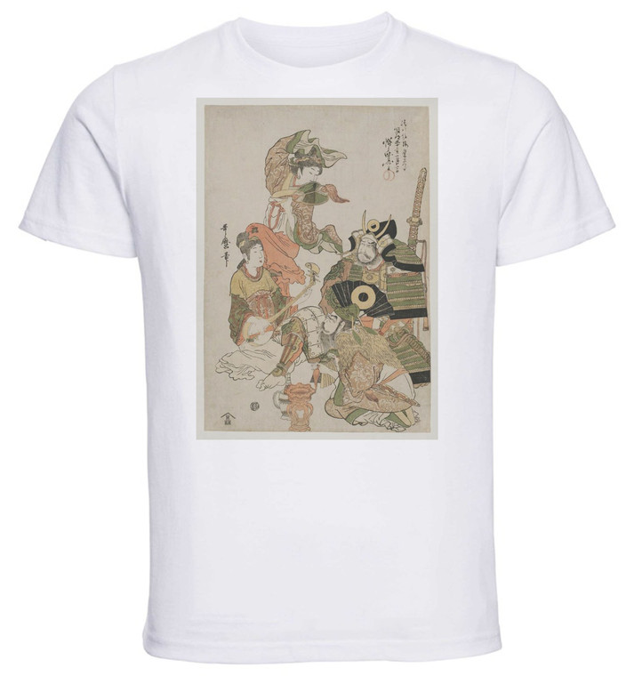 T-shirt Unisex - White - Ukiyo-e - Utamaro - Katō Kiyomasa At A Party With Korean Dancers - 15