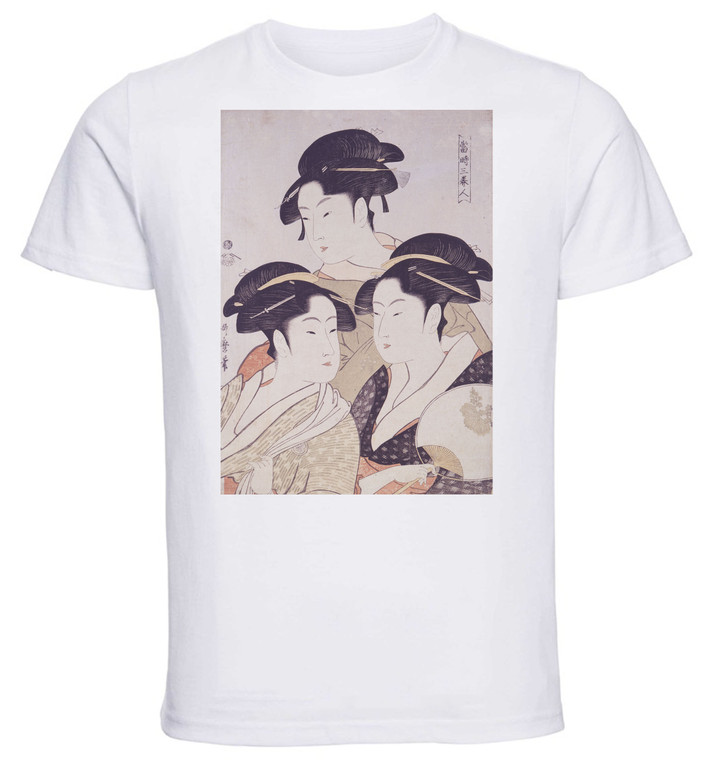 T-shirt Unisex - White - Ukiyo-e - Utamaro - Three Beauties Of The Present Day - 09