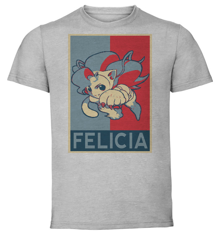 T-shirt Unisex - Grey - Propaganda - Pixel Art - Pixel Art - Pocket Fighter - Felicia