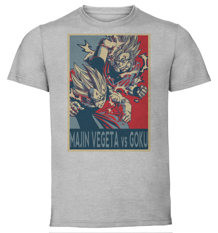 T-Shirt Unisex - Grey - Propaganda - Dragon Ball - Majin Vegeta vs Goku