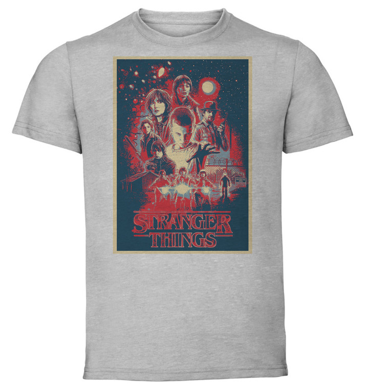 T-Shirt Unisex - Grey - Propaganda Full Stranger Things 1 - Playbill