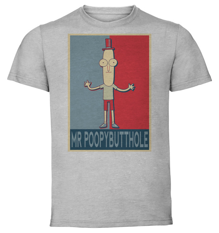 T-Shirt Unisex - Grey - Propaganda - Rick & Morty - Mr Poopybutthole