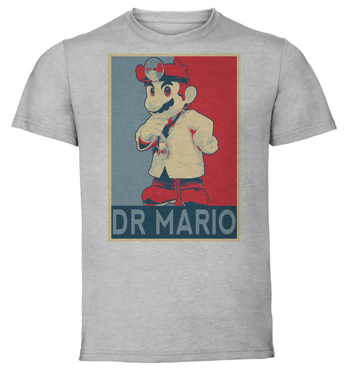 T-Shirt Unisex - Grey - Propaganda - Smash Bros - Dr Mario variant