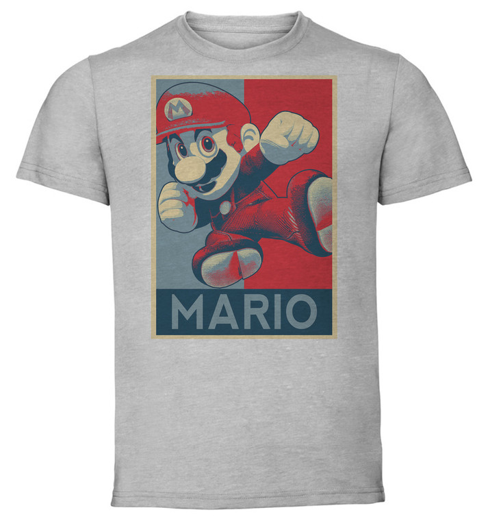 T-Shirt Unisex - Grey - Propaganda - Smash Bros - Mario variant 3