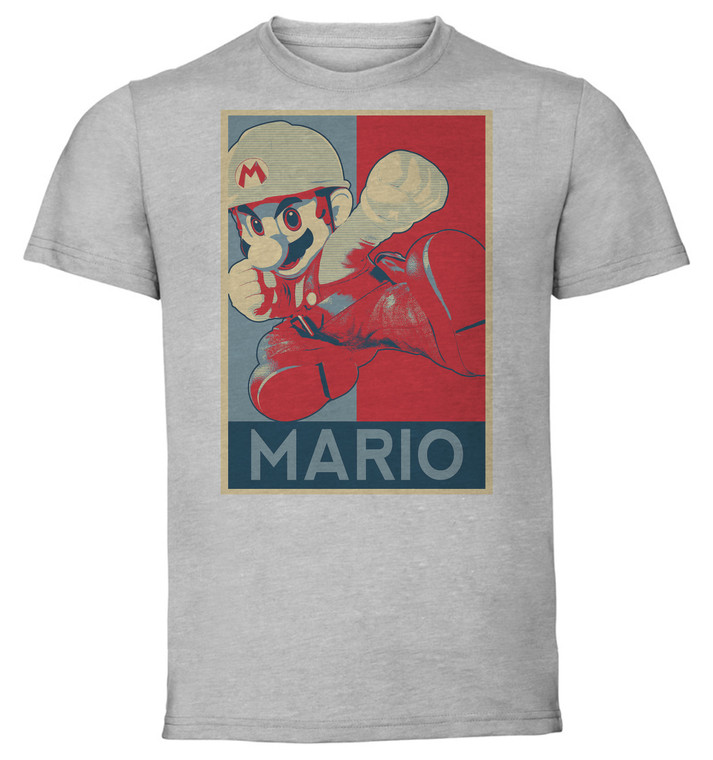 T-Shirt Unisex - Grey - Propaganda - Smash Bros - Mario variant 4