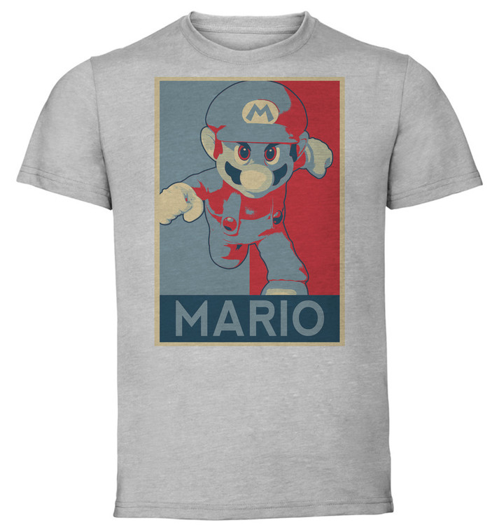 T-Shirt Unisex - Grey - Propaganda - Smash Bros - Mario variant