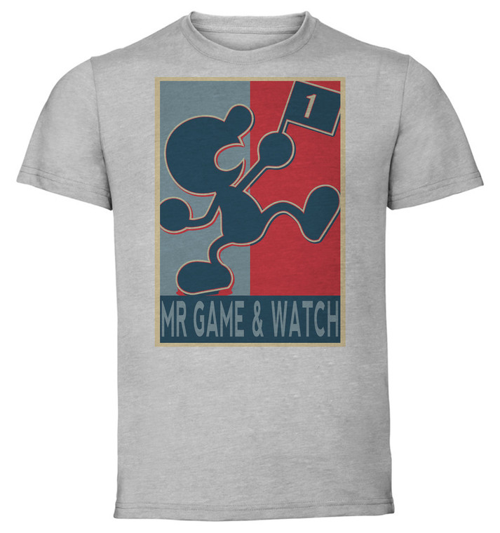 T-Shirt Unisex - Grey - Propaganda - Smash Bros - Mr Game & Watch variant 2