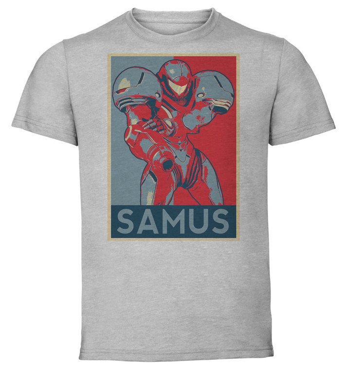 T-Shirt Unisex - Grey - Propaganda - Smash Bros - Samus Aran variant 2