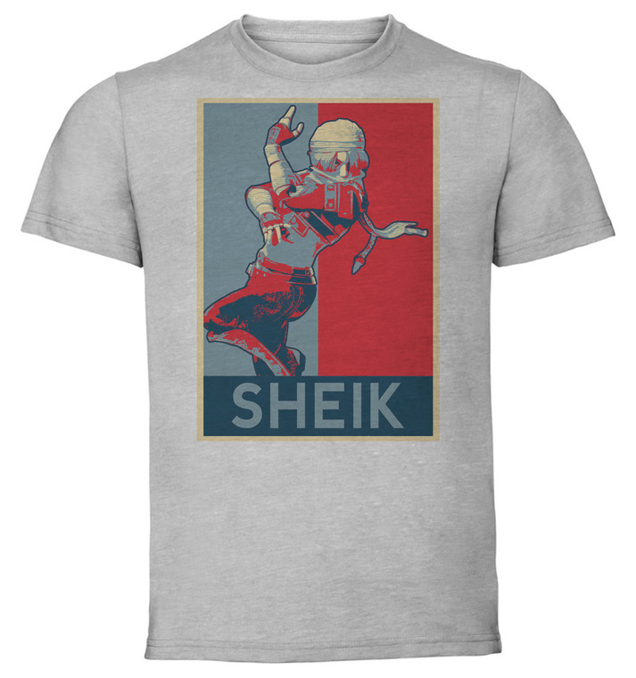 T-Shirt Unisex - Grey - Propaganda - Smash Bros - Sheik variant 2