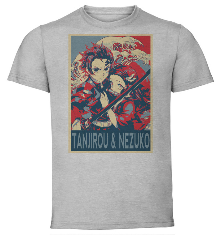 T-Shirt Unisex - Grey - Propaganda - Demon Slayer Tanjirou & Nezuko Variant 2