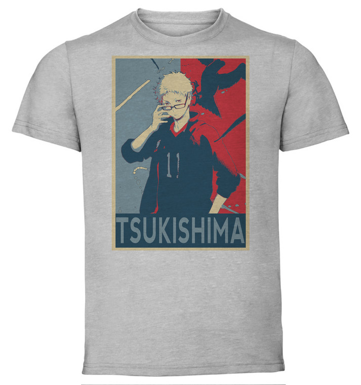 T-Shirt Unisex - Grey - Propaganda - Haikyuu - Karasuno Team Tsukishima