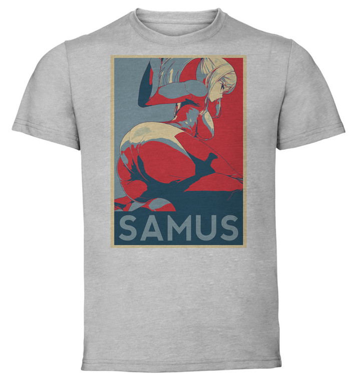 T-Shirt Unisex - Grey - Propaganda - Metroid - Samus Aran