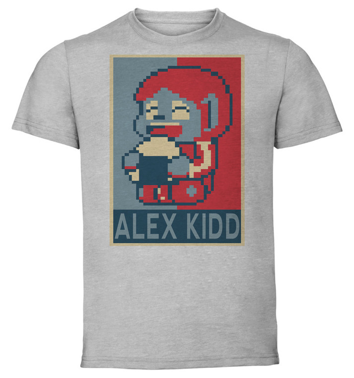 T-Shirt Unisex - Grey - Propaganda - Pixel Art - Alex Kidd - Alex Kidd
