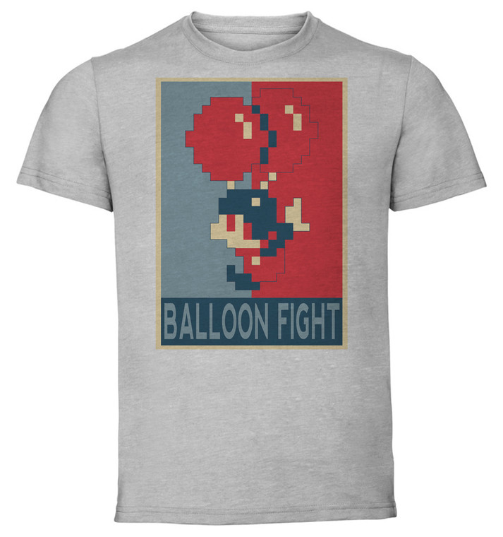 T-Shirt Unisex - Grey - Propaganda - Pixel Art - Balloon Fight