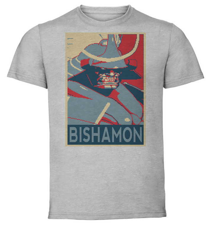 T-Shirt Unisex - Grey - Propaganda - Pixel Art Darkstalkers - Bishamon B