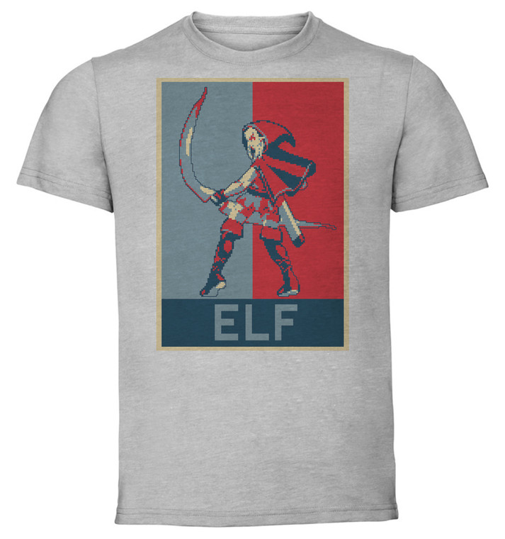 T-Shirt Unisex - Grey - Propaganda - Pixel Art - Dragon Crown - Elf
