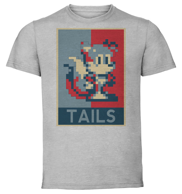 T-Shirt Unisex - Grey - Propaganda - Pixel Art - Sonic The Hedgehog - Tails