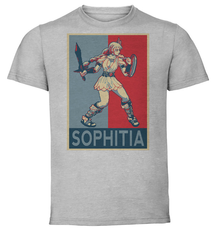 T-Shirt Unisex - Grey - Propaganda - Pixel Art - Soul Calibur - Sophitia