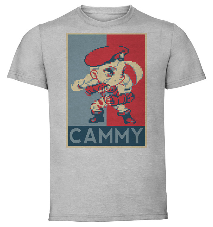 T-Shirt Unisex - Grey - Propaganda - Pixel Art - Street Fighter II - Cammy