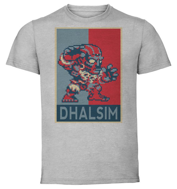 T-Shirt Unisex - Grey - Propaganda - Pixel Art - Street Fighter II - Dhalsim