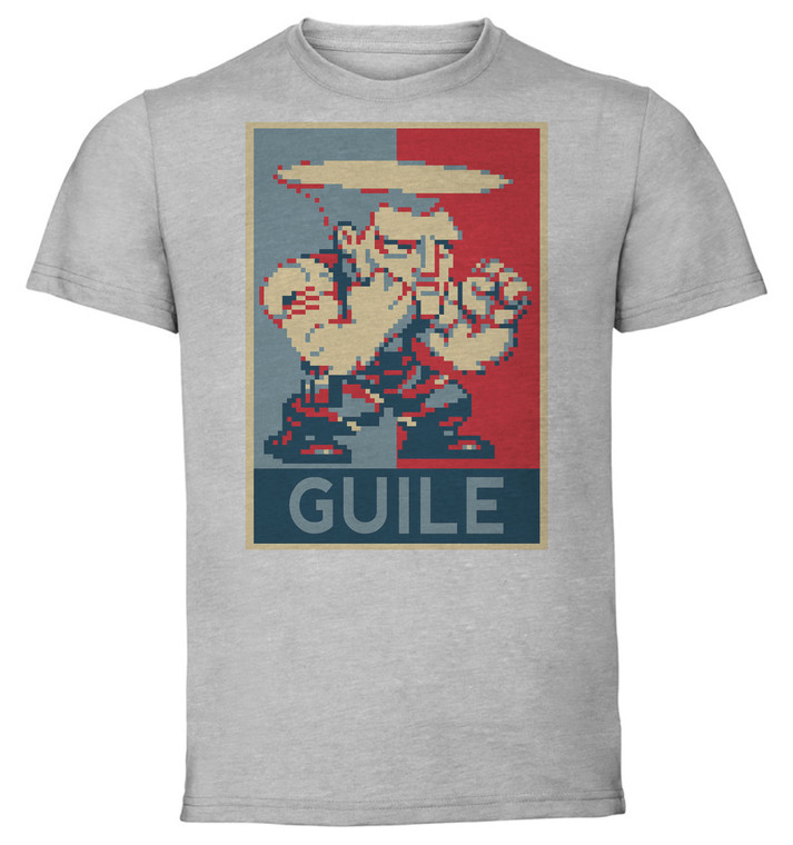 T-Shirt Unisex - Grey - Propaganda - Pixel Art - Street Fighter II - Guile