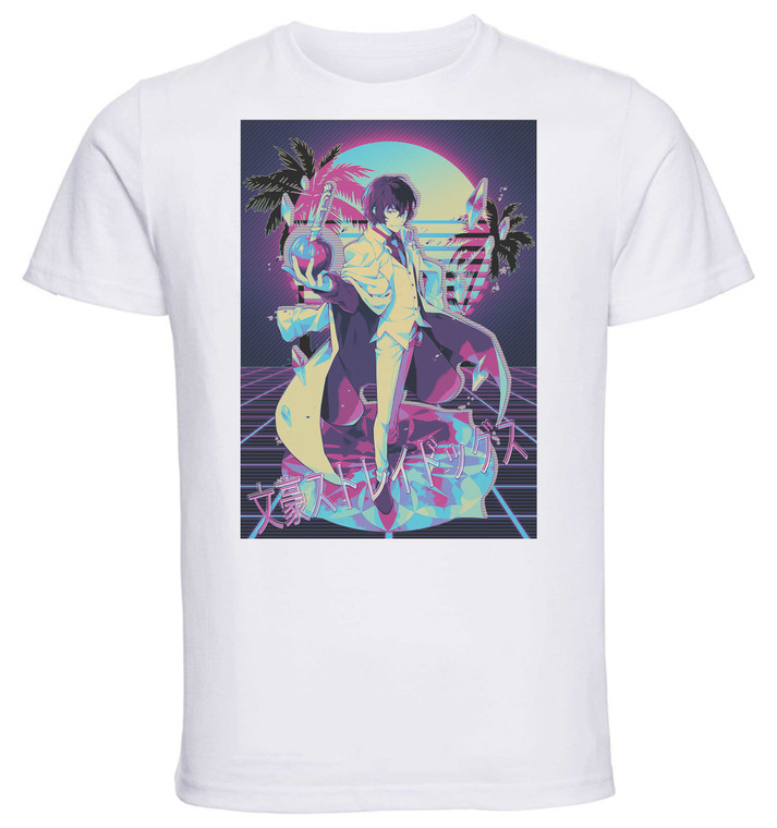 T-Shirt Unisex - White - Vaporwave 80s Style - Bungo Stray Dogs - Dazai Dead Apple