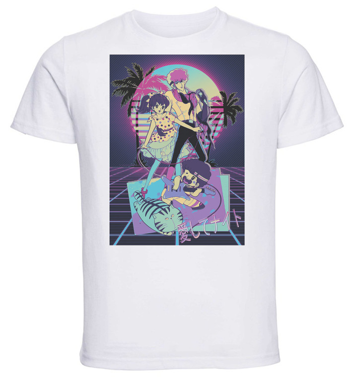 T-Shirt Unisex - White - Vaporwave 80s Style - Kiss Me Licia - Characters