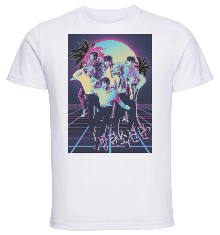 T-Shirt Unisex - White - Vaporwave 80s Style - Music BTS