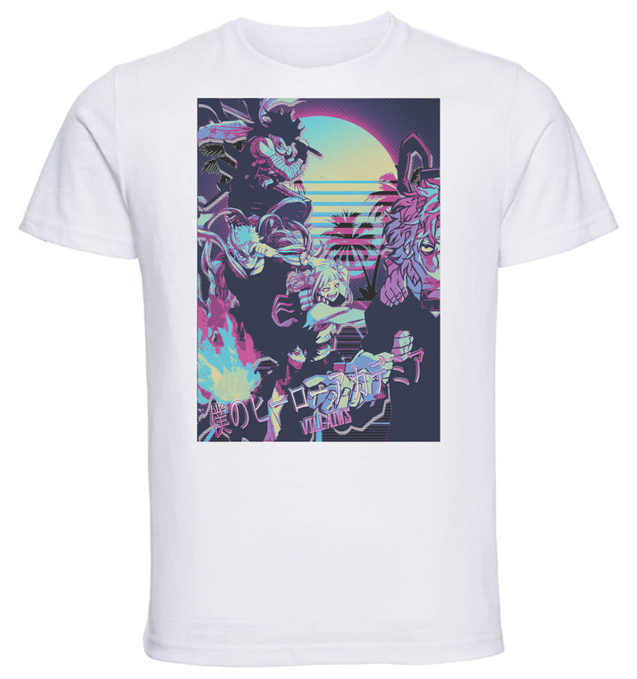 T-Shirt Unisex - White - Vaporwave 80s Style - My Hero Academia - Villains