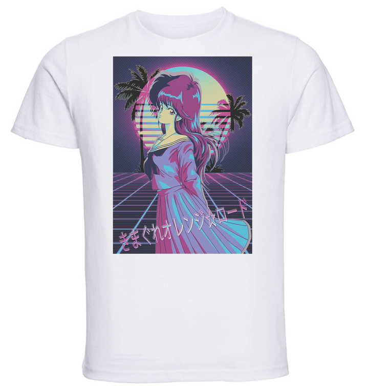 T-Shirt Unisex - White - Vaporwave 80s Style - Orange Road - Characters