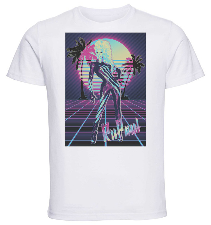 T-Shirt Unisex - White - Vaporwave 80s Style - RuPaul