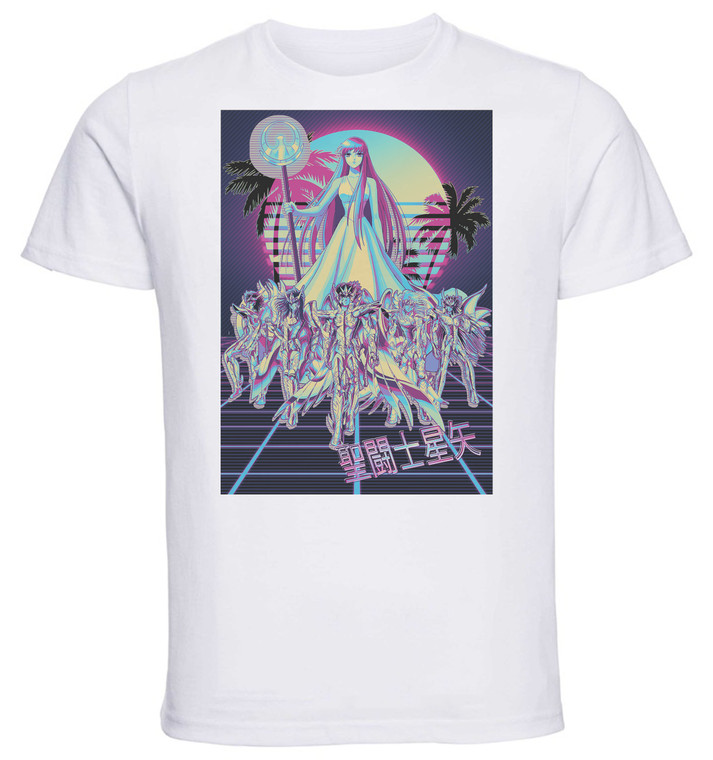 T-Shirt Unisex - White - Vaporwave 80s Style - Saint Seiya - Characters