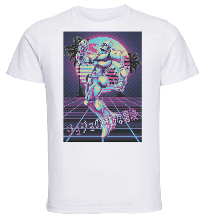 T-Shirt Unisex - White - Vaporwave 80s Style - Jojo's Bizarre Adventure - Diamond is Unbreakable - Crazy Diamond